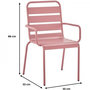 Voir la diapositive 4 : MARKET24 Lot de 4 fauteuils de jardin - Acier - Rose - IRONFT4RZ - 43 x 58 x 86 cm