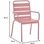 Voir la diapositive 4 : MARKET24 Lot de 4 fauteuils de jardin - Acier - Rose - IRONFT4RZ - 43 x 58 x 86 cm