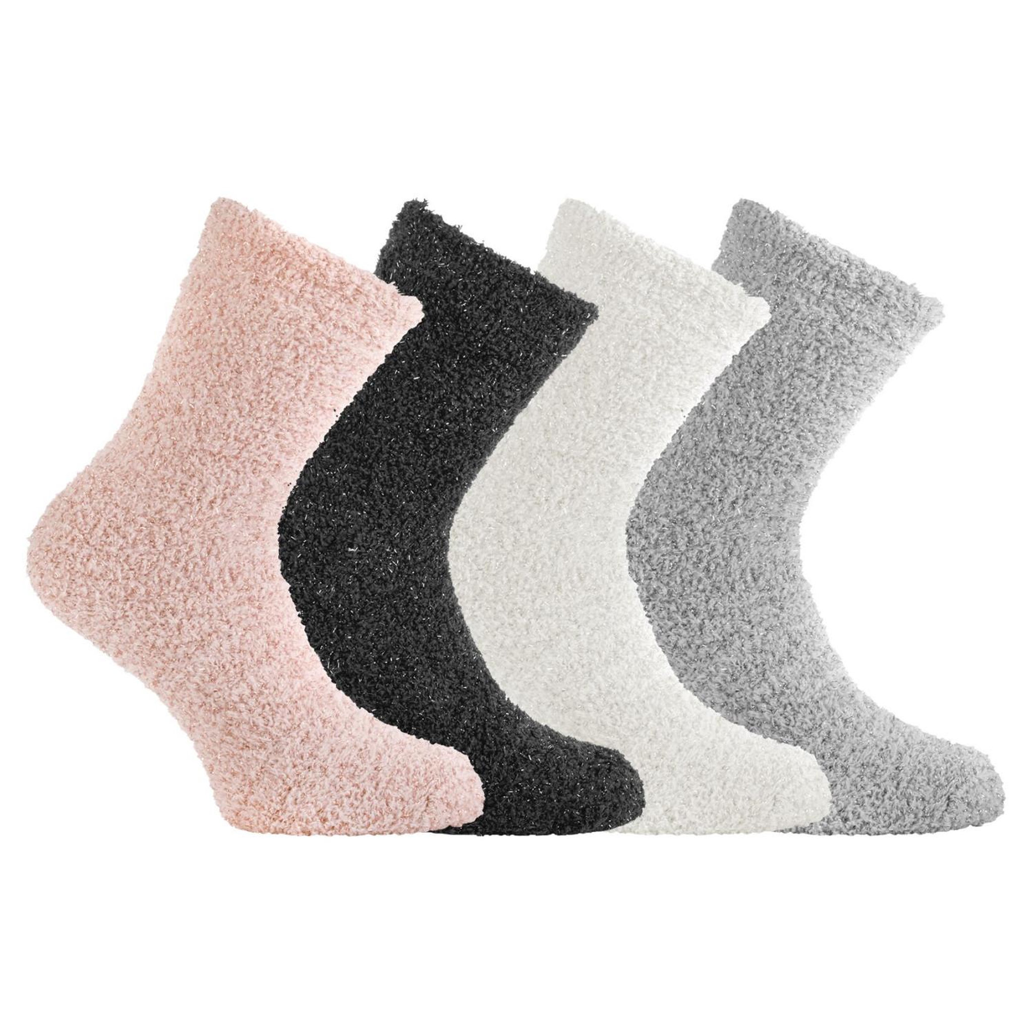 Voir la diapositive 1 : PIERRE CARDIN Lot de 4 paires de chaussettes femme en maille chenille lurex angela