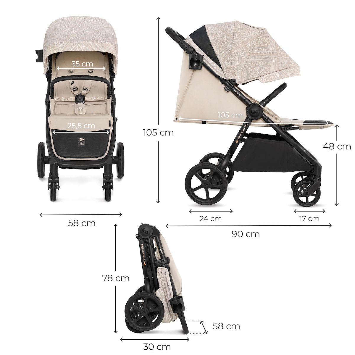 KINDERKRAFT Poussette compacte avec suspension et protection UPF50+ pour bébé