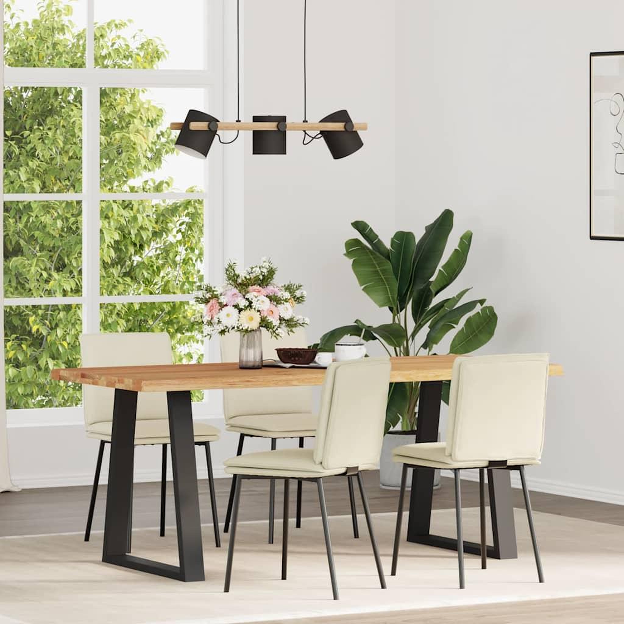 VIDAXL Chaises a manger lot de 4 Creme Velours