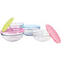 Voir la diapositive 1 : Set 4 saladiers en verre + couvercle