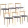 Voir la diapositive 1 : ID MARKET Lot de 6 chaises NOE en imitation bois et assise en tissu gris clair pour salle à manger