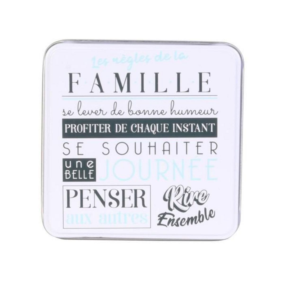 Paris Prix Lot de 4 Dessous de Verre  Family  9cm Bleu & Blanc