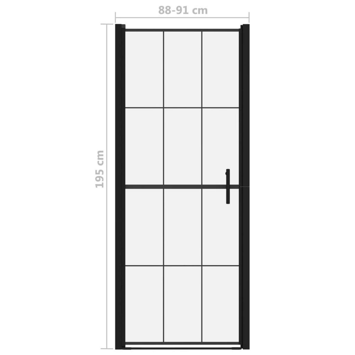 VIDAXL Porte de douche verre trempe 91x195 cm noir