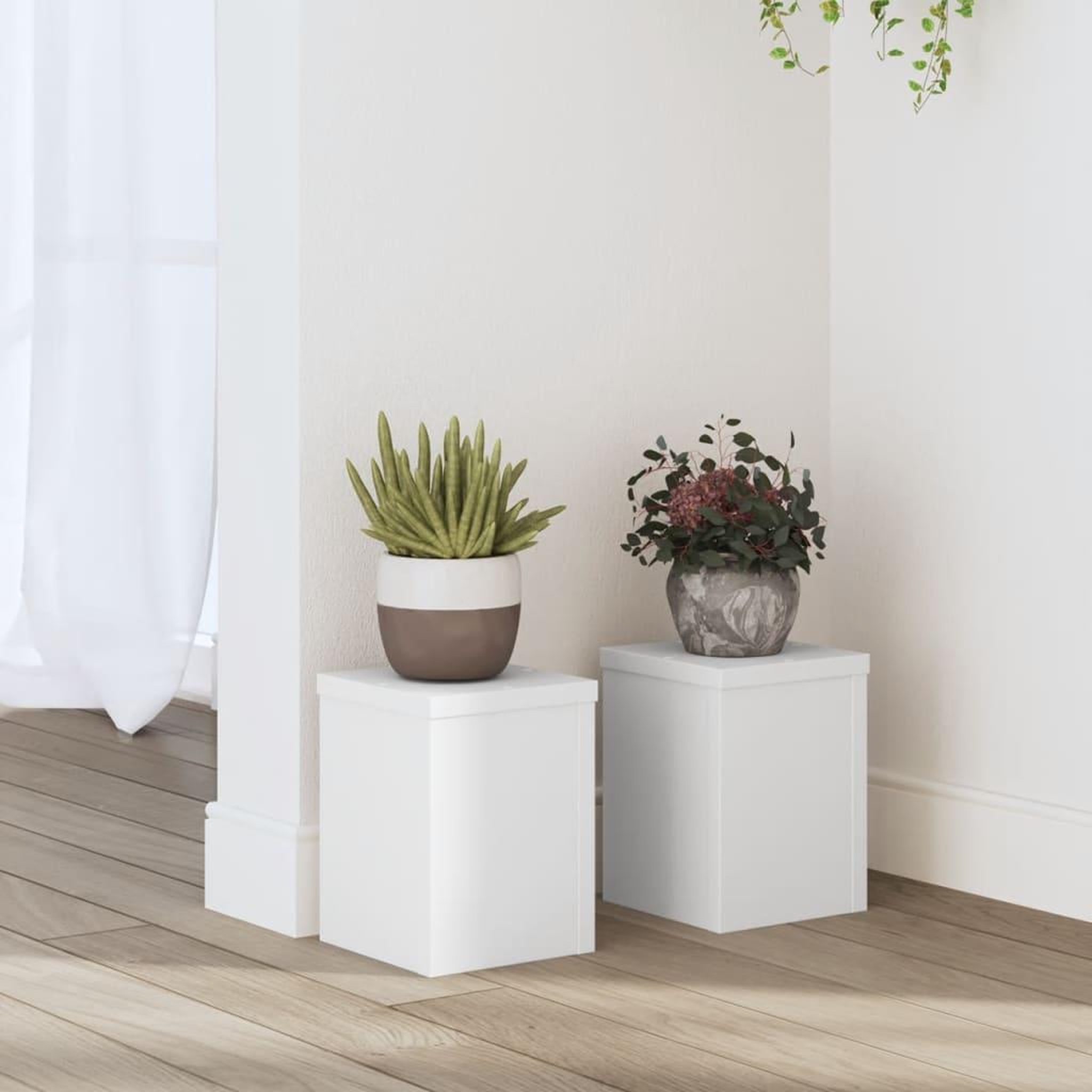 VIDAXL Supports pour plantes 2 pcs blanc 15x15x20 cm bois d'ingenierie