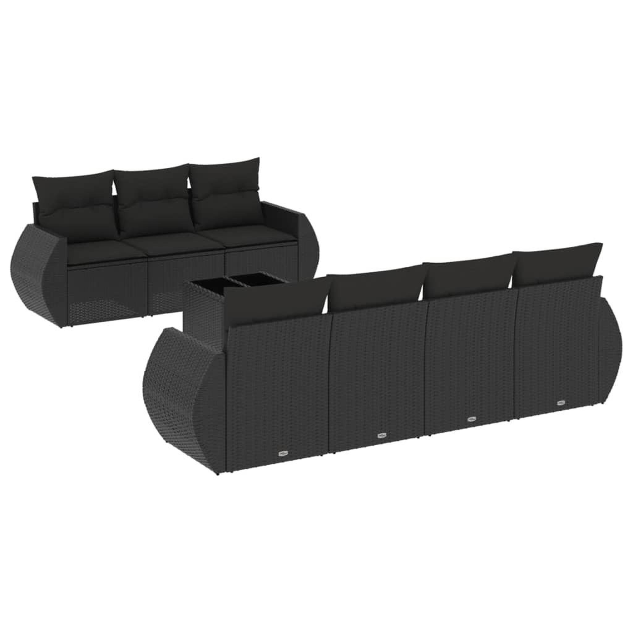 Voir la diapositive 2 : VIDAXL Salon de jardin 8 pcs avec coussins noir resine tressee