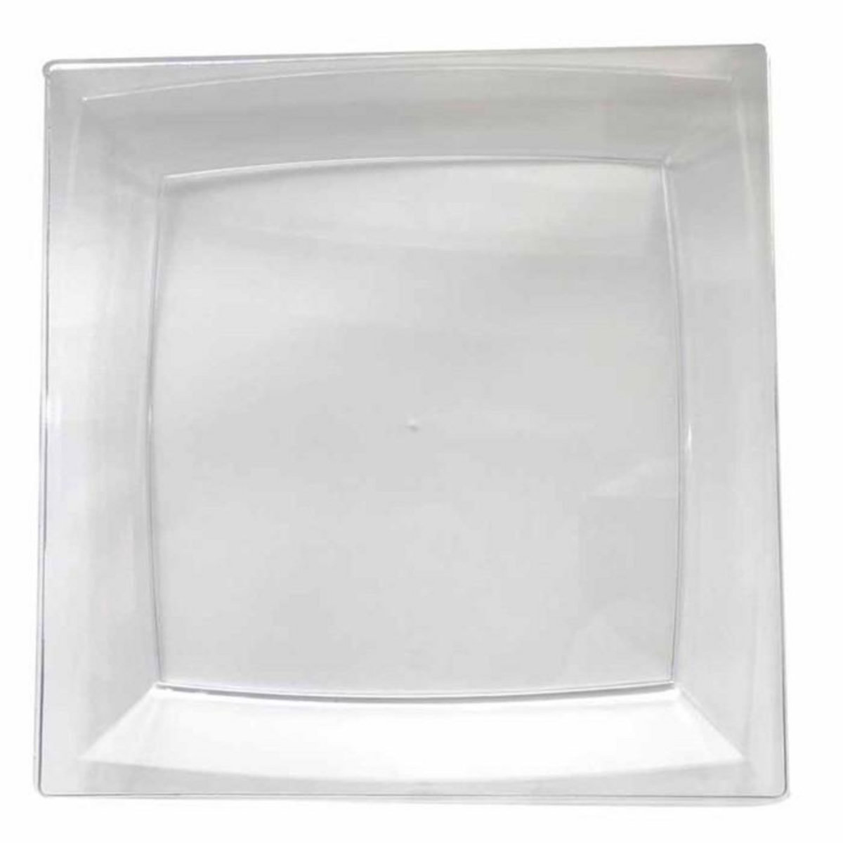 Paris Prix Lot de 6 Assiettes en Plastique Réutilisable  Carrées  23cm Transparent