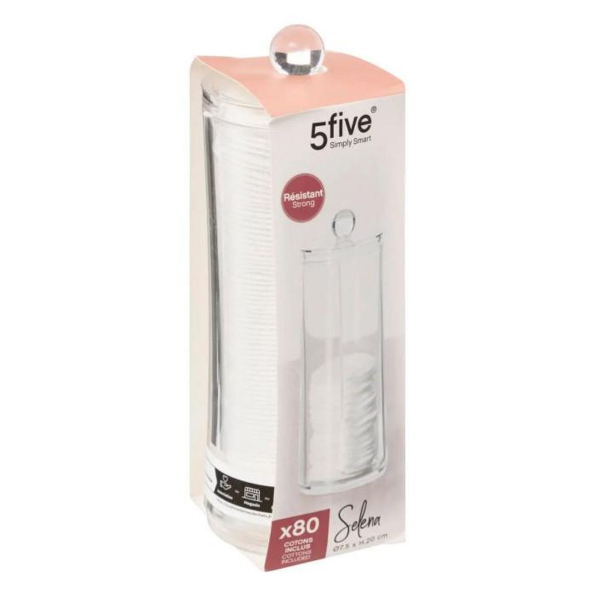 FIVE Distributeur 80 Cotons  Selena  20cm Transparent