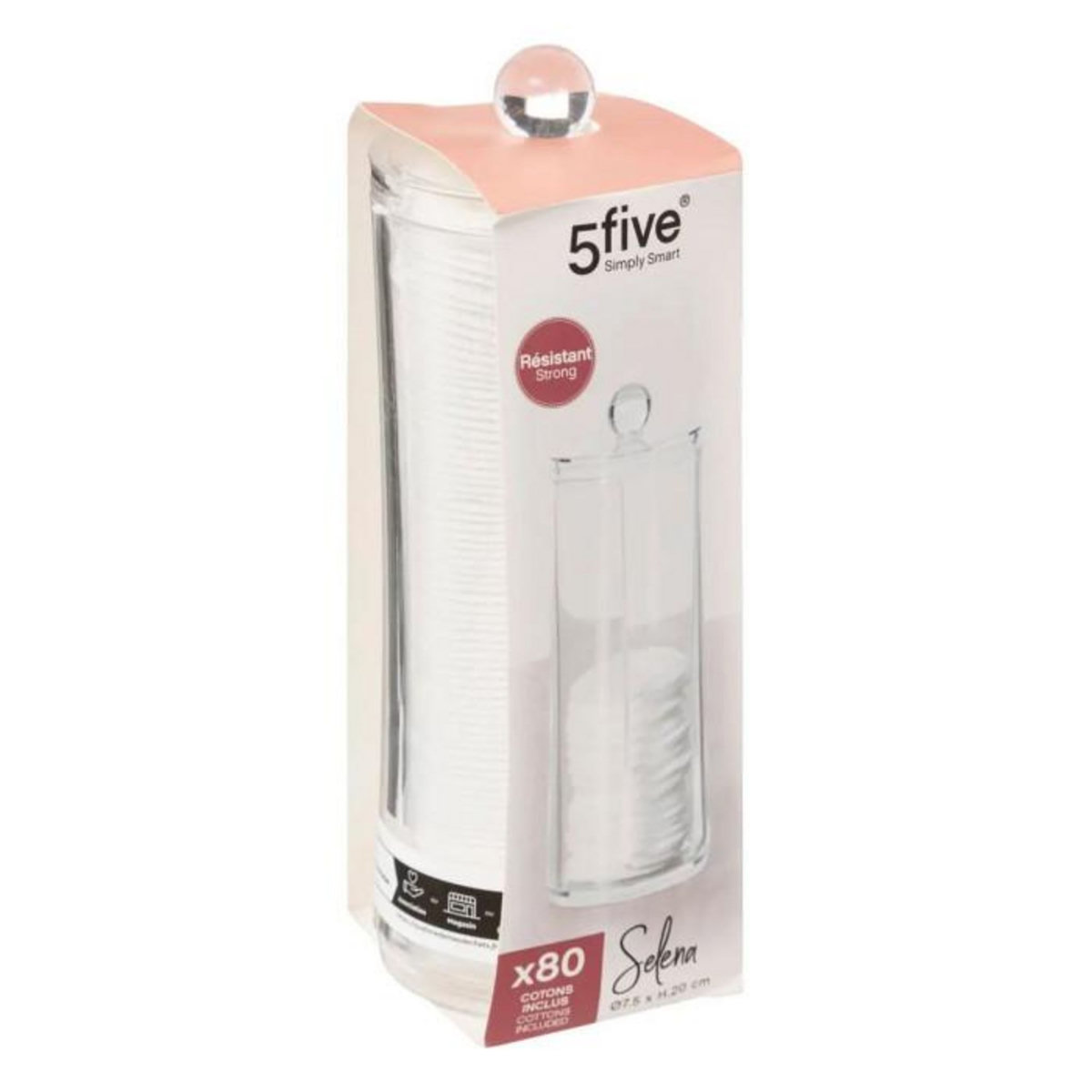 FIVE Distributeur 80 Cotons  Selena  20cm Transparent