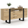 Voir la diapositive 1 : ID MARKET Buffet 180 cm PHOENIX XXL 3 portes et 3 tiroirs avec niche bois et noir