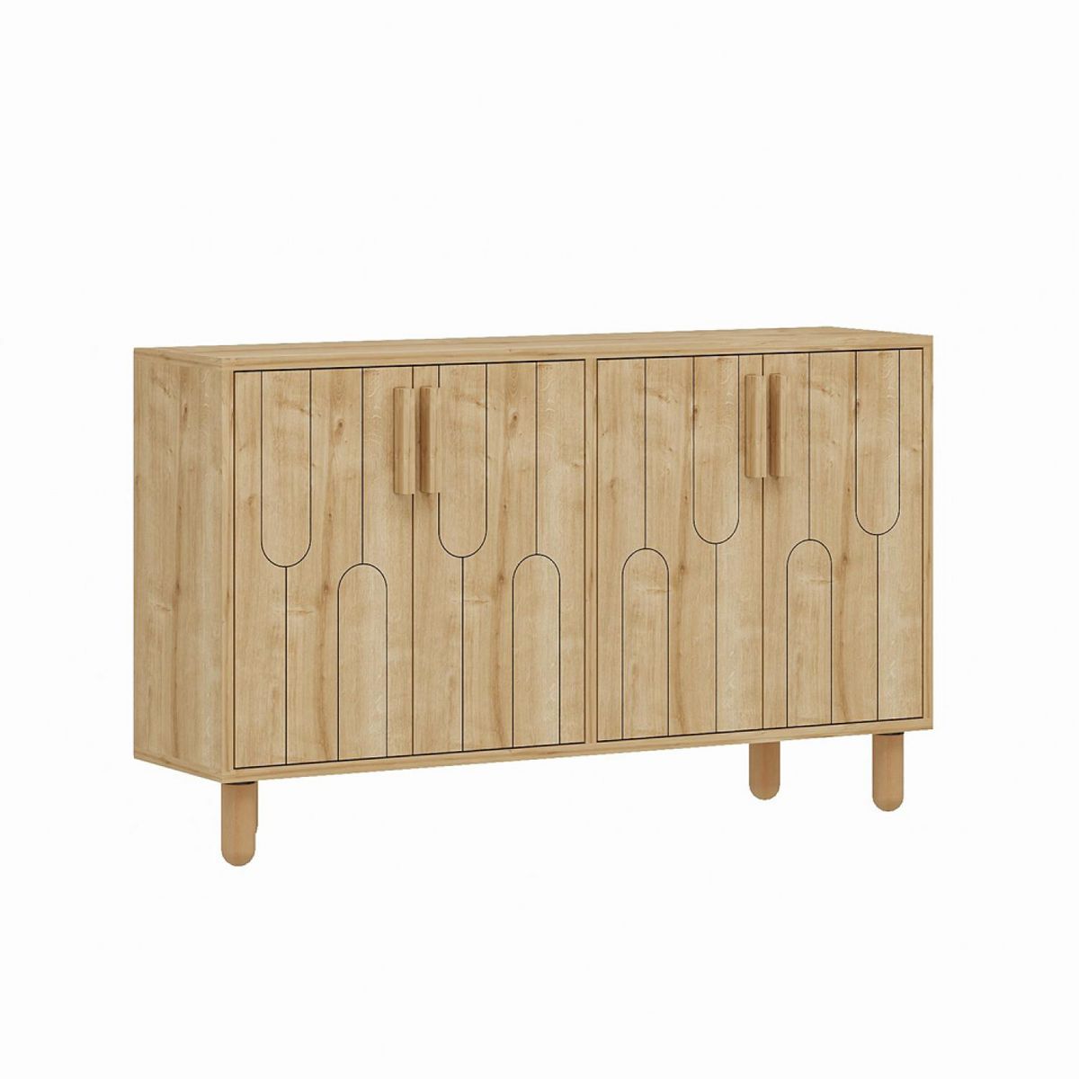 CONCEPT USINE Buffet 4 portes aspect bois design graphique120x73cm VINCI