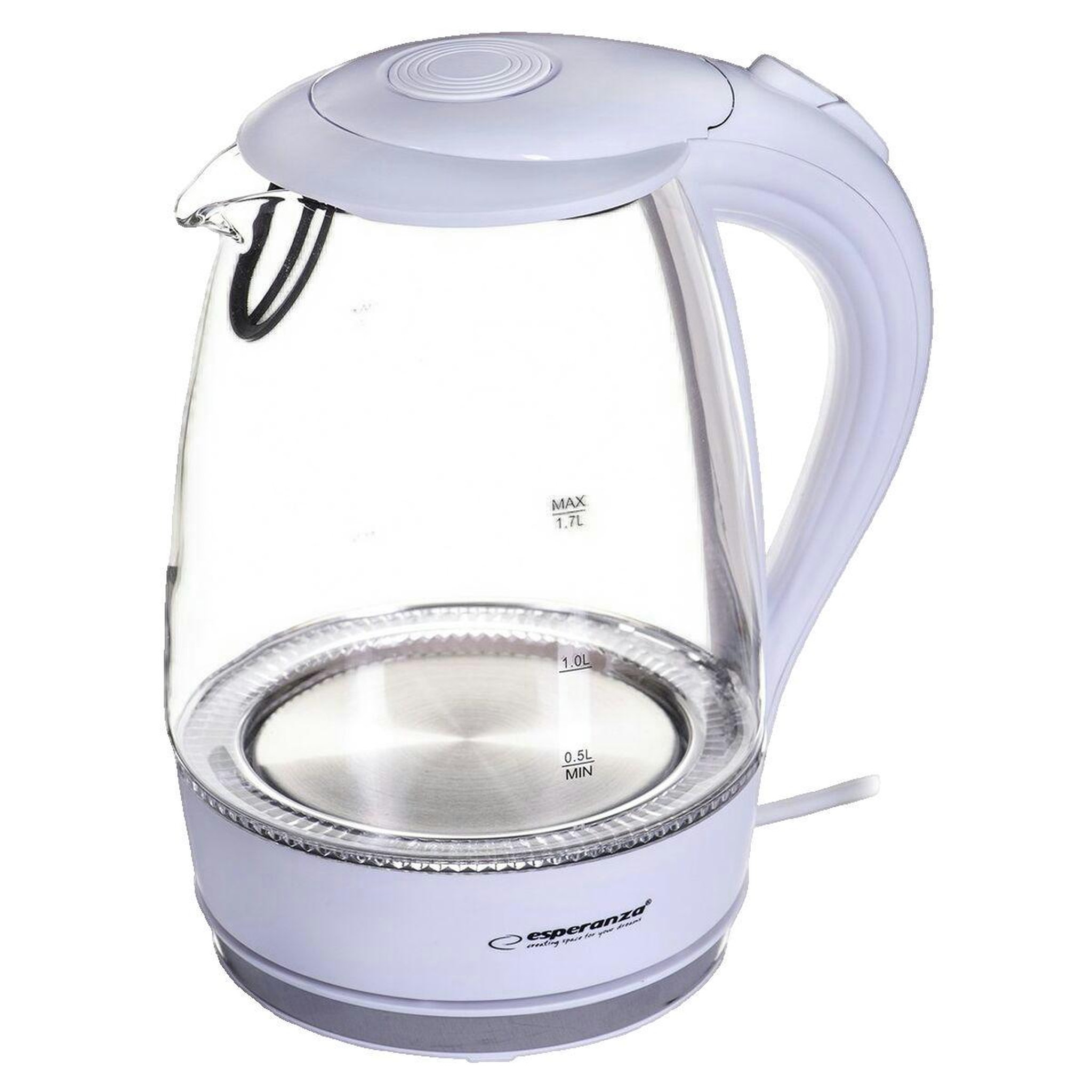 Voir la diapositive 3 : ESPRIT DE CUISINE Bouilloire Électrique Esperanza EKK011W 1,7 L Transparent