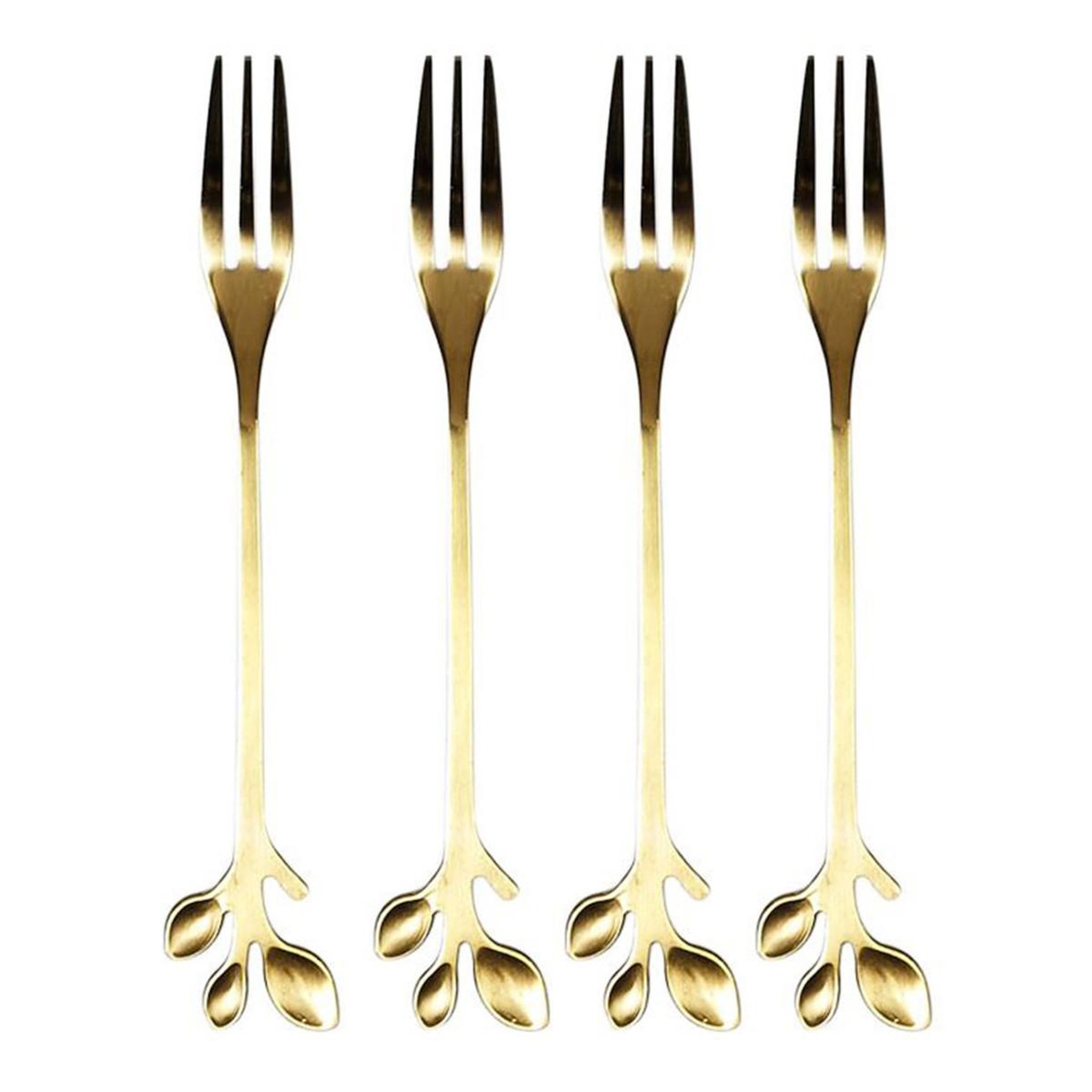 The Home Deco Factory Lot de 4 Fourchettes à Dessert  Royal  12cm Or
