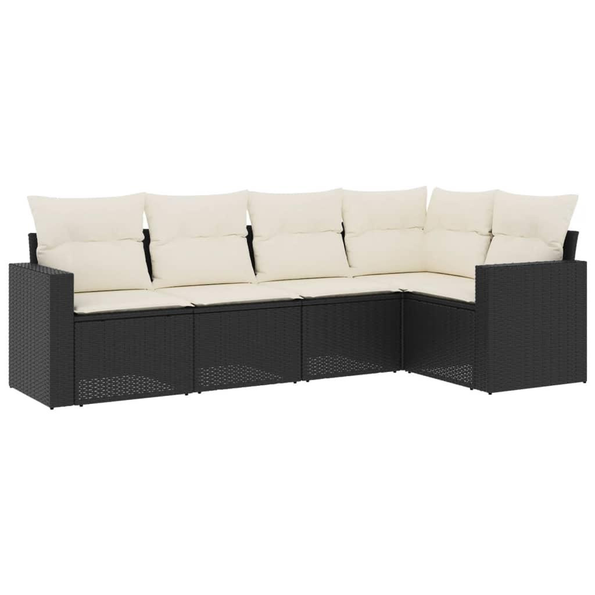 Voir la diapositive 2 : VIDAXL Salon de jardin 5 pcs avec coussins noir resine tressee
