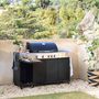 Voir la diapositive 4 : SWEEEK Barbecue gaz 4 brûleurs + 1 feu latéral MAXIM noir. Acier. thermomètre intégré. récupérateur de graisse. grille de chauffe. L 145.5 x P 61.5 x H 143.5cm