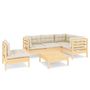 Voir la diapositive 2 : VIDAXL Salon de jardin 6 pcs avec coussins creme bois de pin