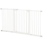 PAWHUT Barrière de sécurité longueur réglable porte double verrouillage sans perçage acier plastique blanc