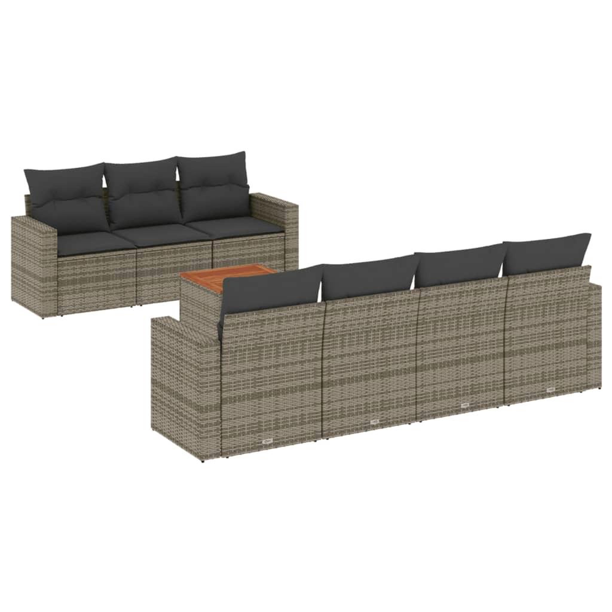 Voir la diapositive 2 : VIDAXL Salon de jardin 8 pcs avec coussins gris resine tressee