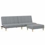 Voir la diapositive 2 : VIDAXL Canape-lit a 2 places avec repose-pied gris clair tissu