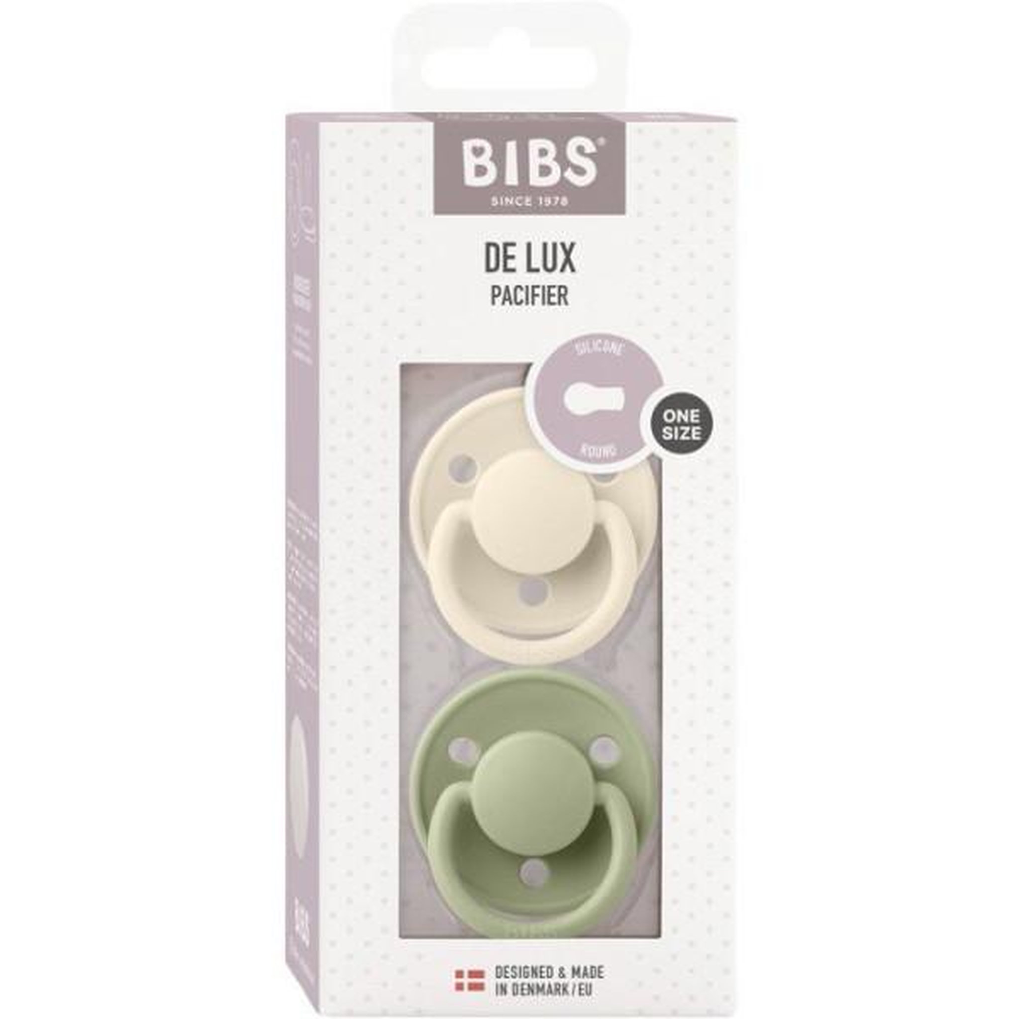 Voir la diapositive 3 : BIBS Sucette bébé - BIBS - DeLux - Embout rond - Pack de 2 - Silicone - Taille unique Ivory Sage