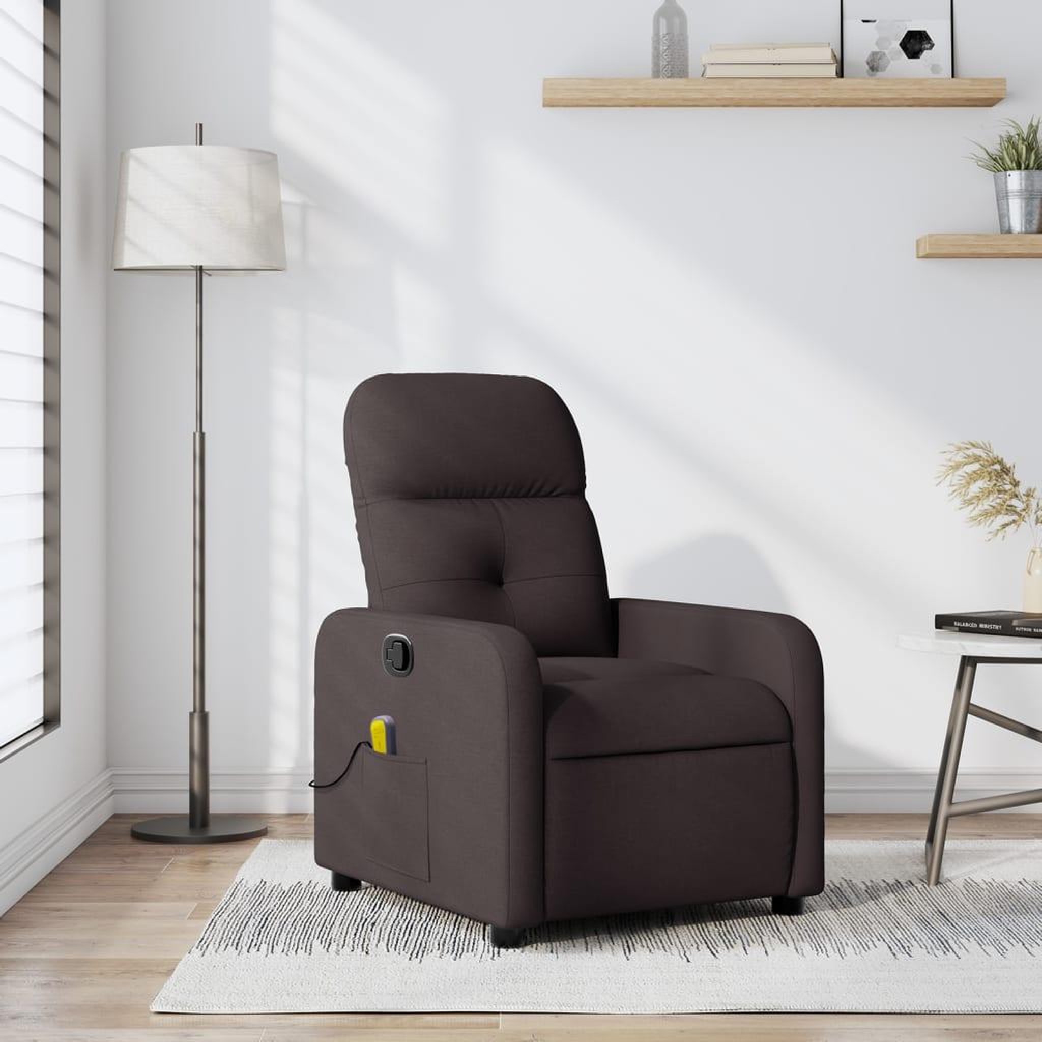 VIDAXL Fauteuil de massage inclinable Marron fonce Tissu