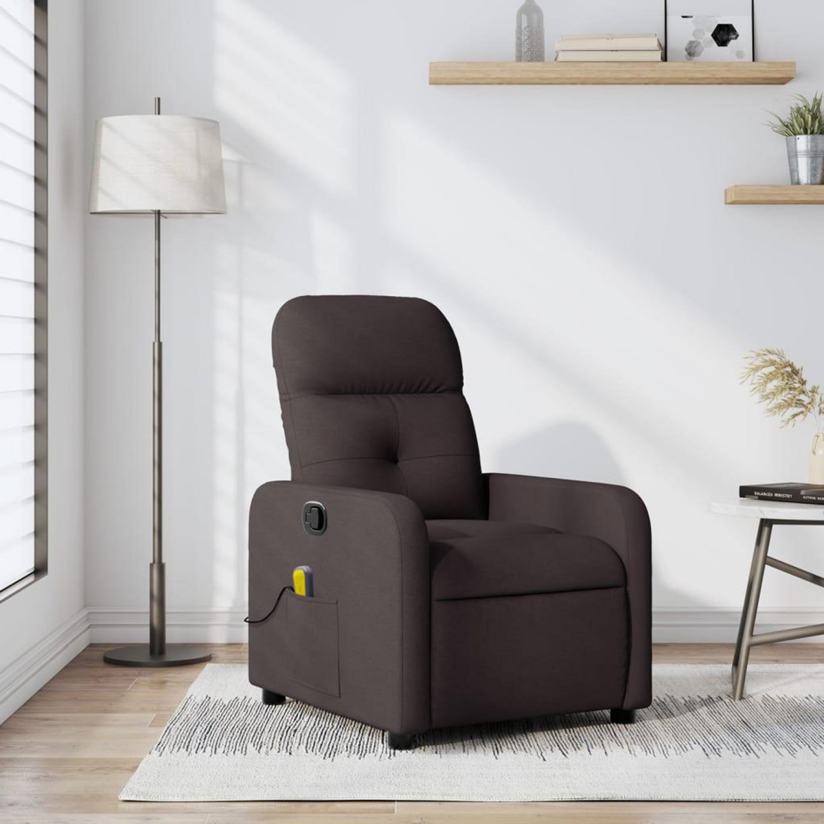 VIDAXL Fauteuil de massage inclinable Marron fonce Tissu
