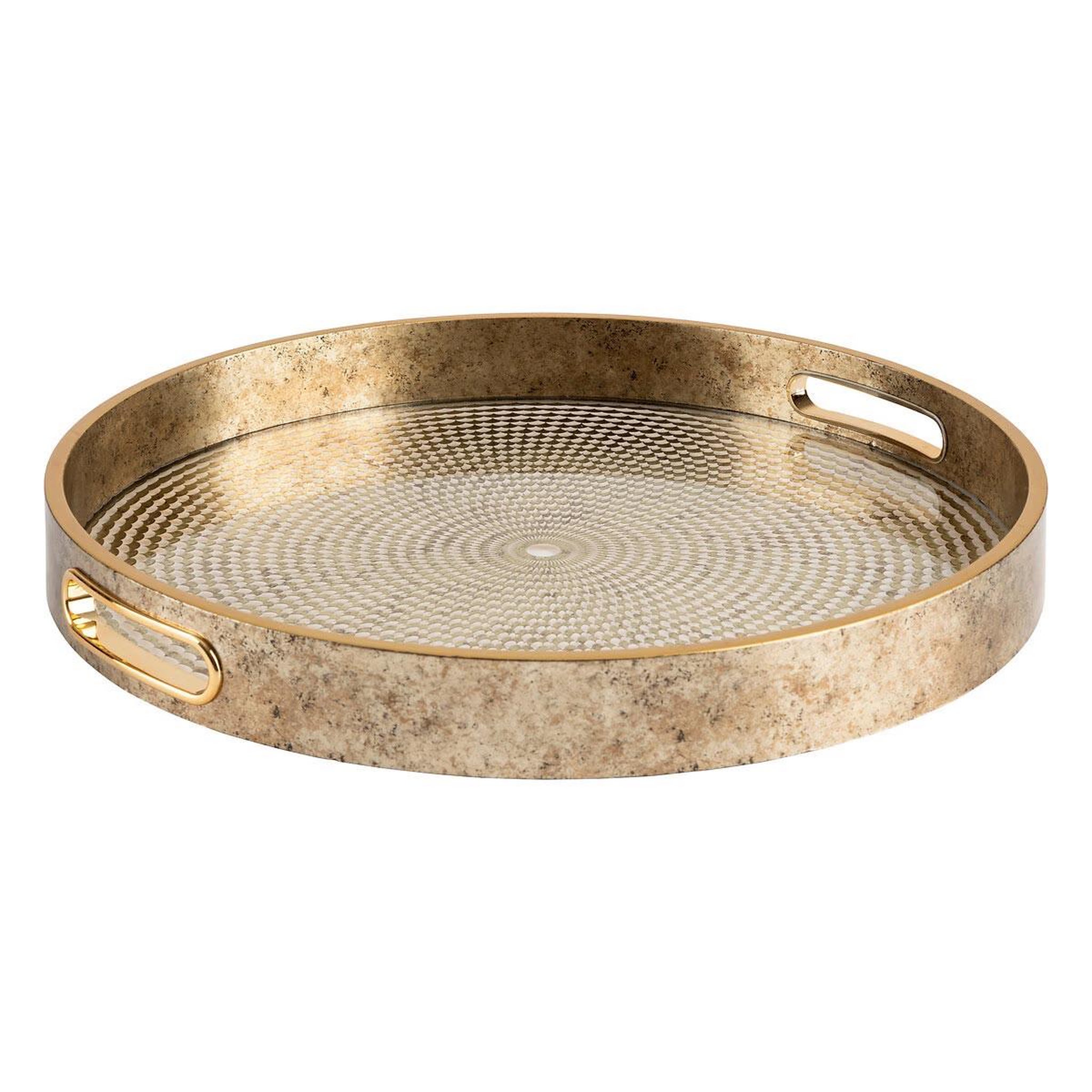 Voir la diapositive 2 : ATMOSPHERA Lot de 2 plateaux déco  elya  35cm or