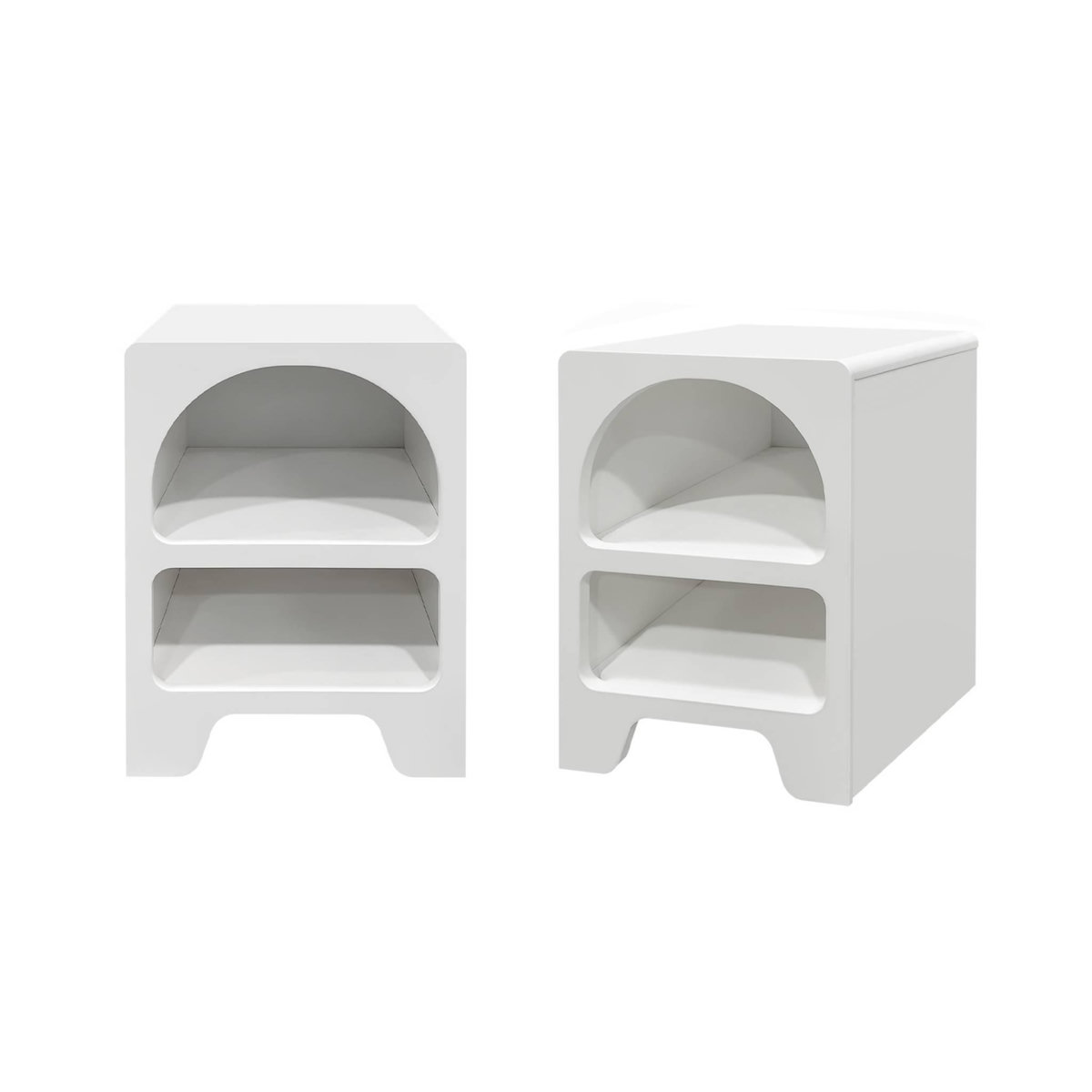SWEEEK Table de chevet organique effet bois blanc. plusieurs niches 2 compartiments de rangement (lot de 2)