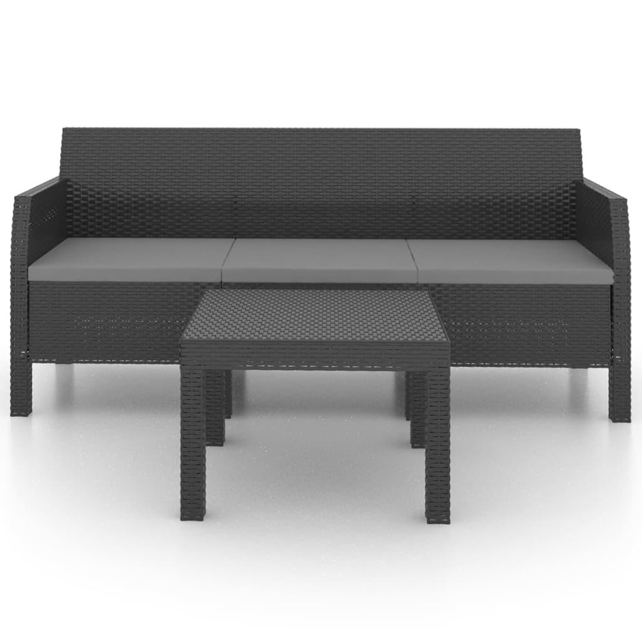 Voir la diapositive 3 : VIDAXL Salon de jardin 2 pcs avec coussins pp rotin anthracite