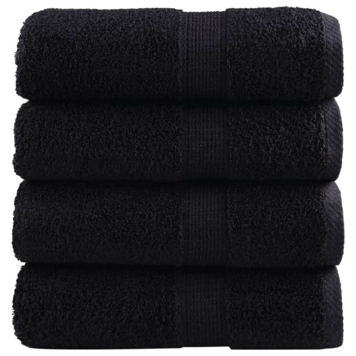 VIDAXL Serviettes de visage de qualité supérieure SOLUND 4 pcs noir