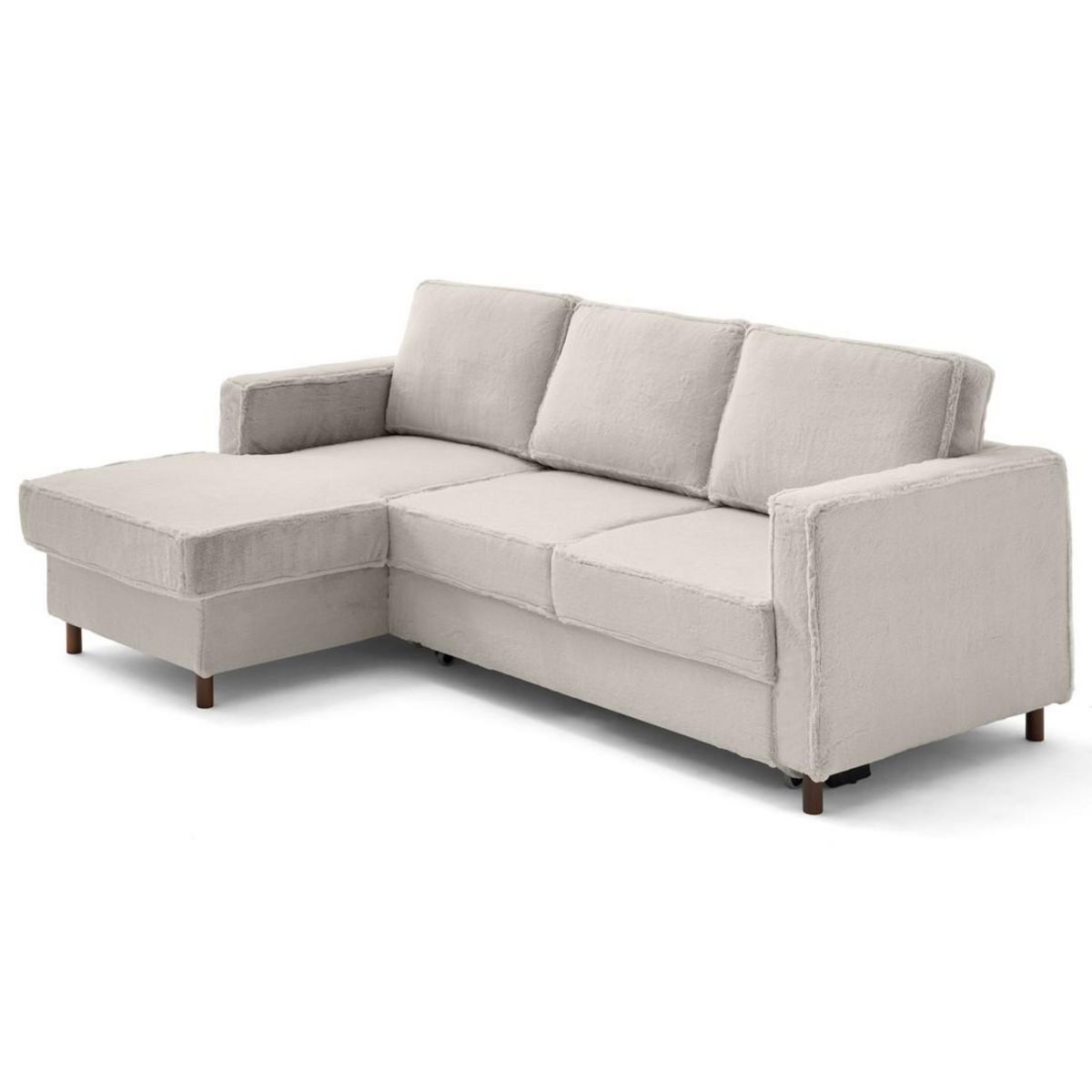 LISA DESIGN Jake - canapé d'angle gauche 4 places convertible avec coffre en fausse fourrure