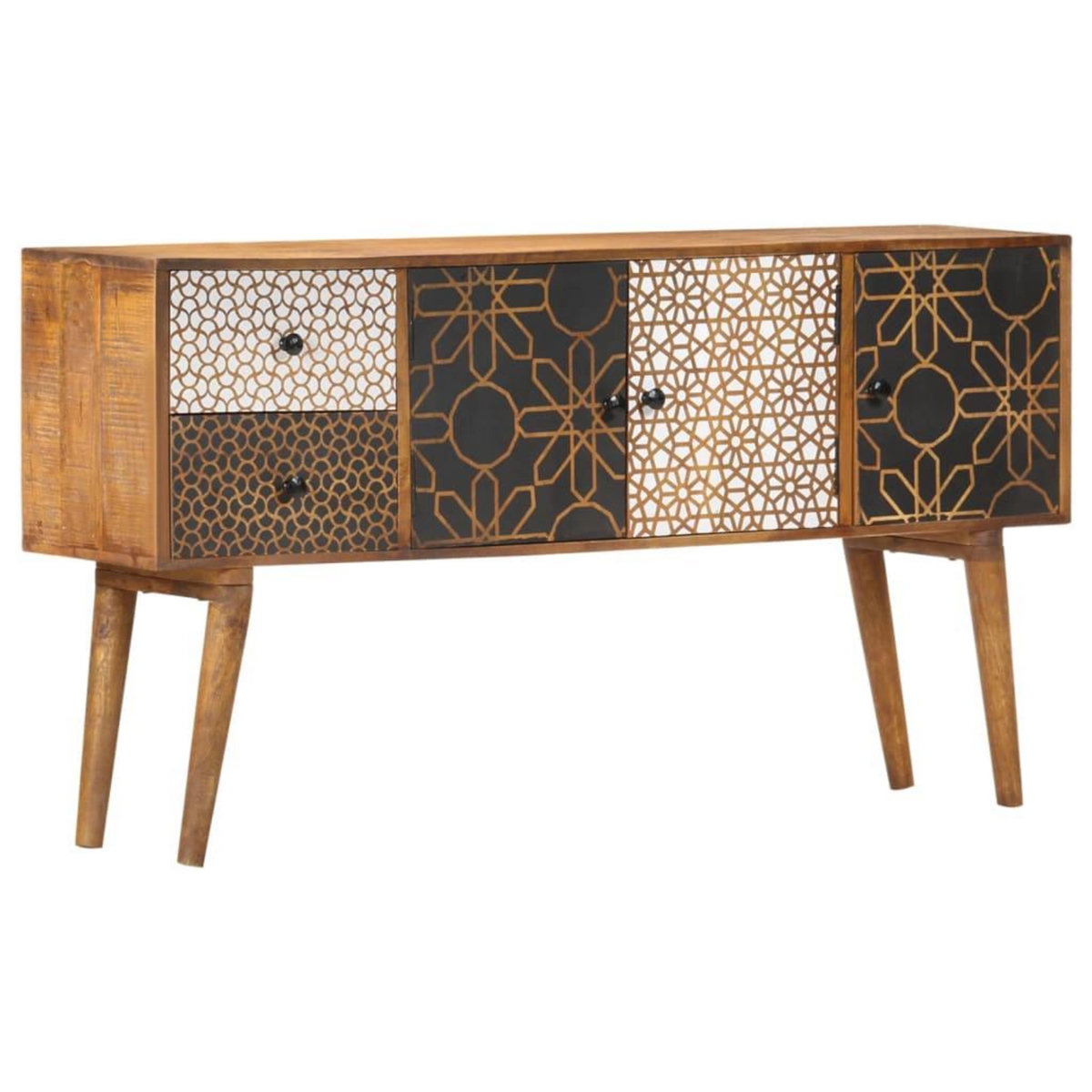 VIDAXL Buffet avec motif imprime 130x30x70 cm Bois de manguier massif