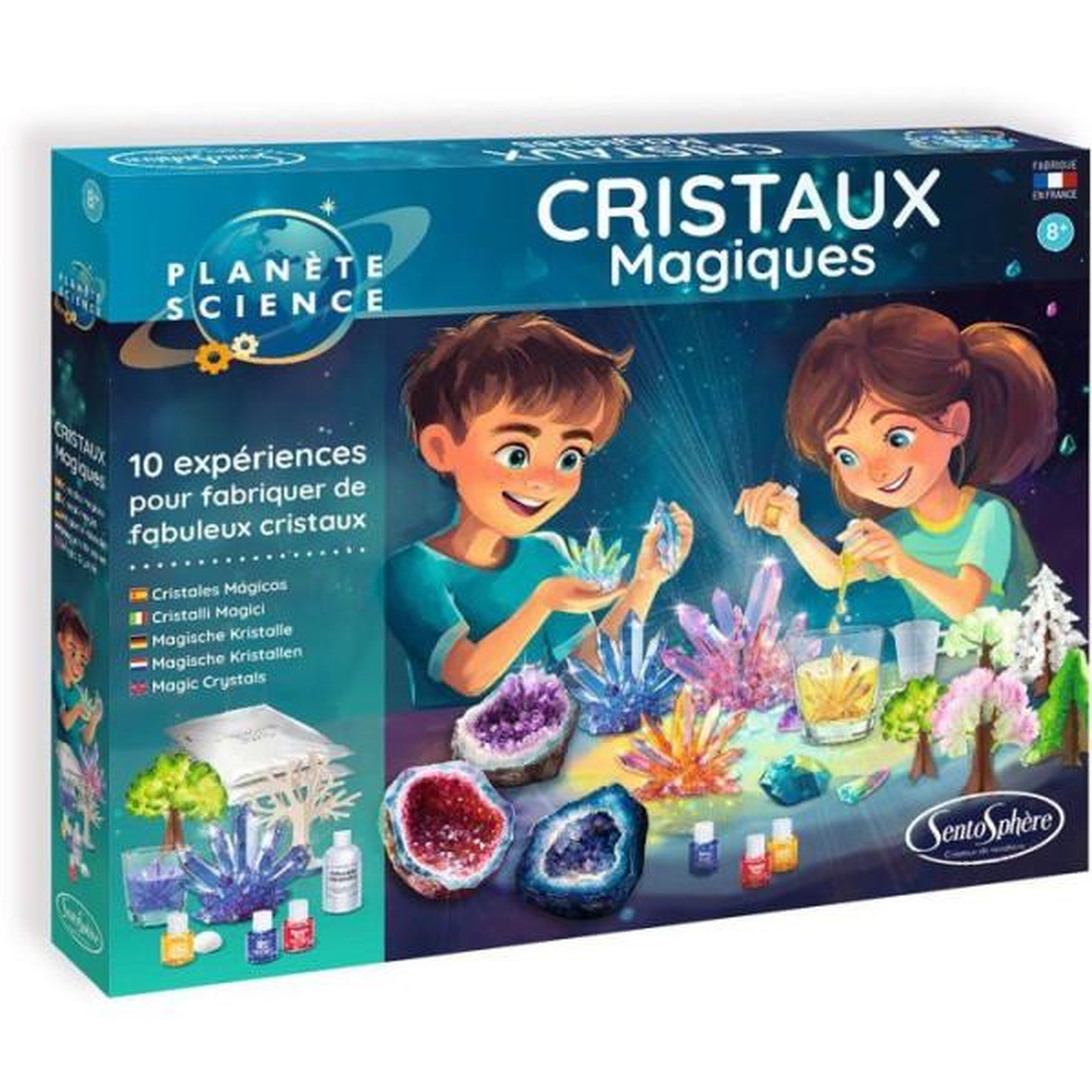 Sentosphere Cristaux Magiques - SENTOSPHERE - Collection de minéraux - 10 expériences - Cristallisation - Des 8 ans