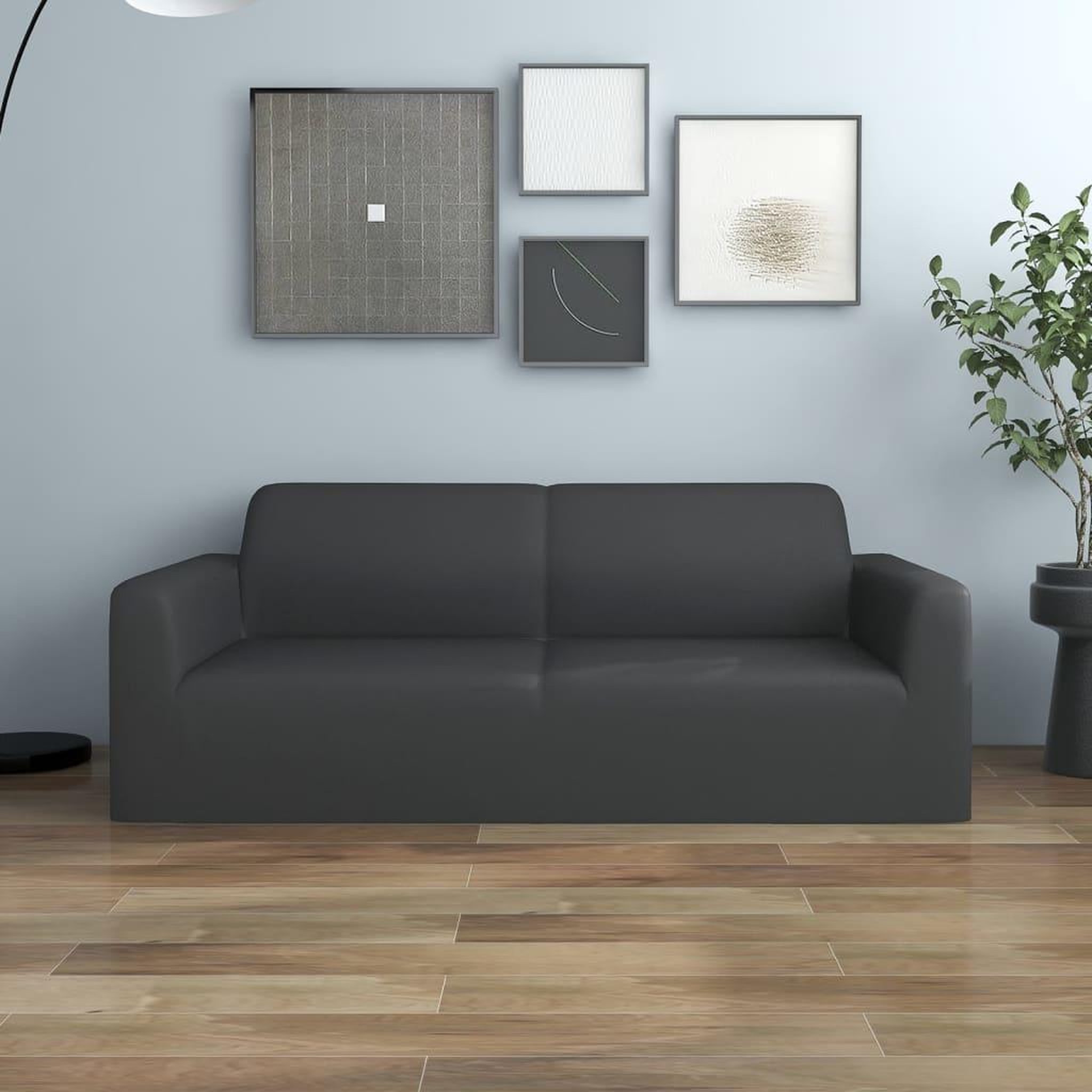 VIDAXL Housse extensible canape 2places Anthracite Jersey de polyester