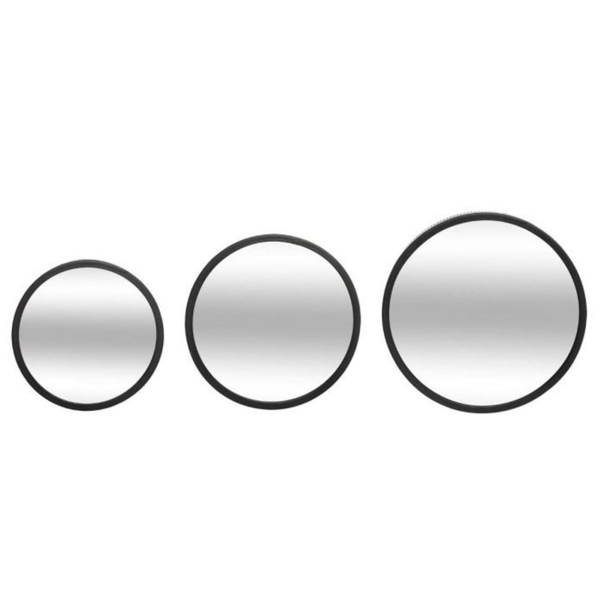 ATMOSPHERA Lot de 3 Miroirs Muraux Design  Mona  30cm Noir