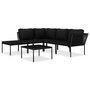 Voir la diapositive 2 : VIDAXL Salon de jardin 6 pcs avec coussins Noir PVC