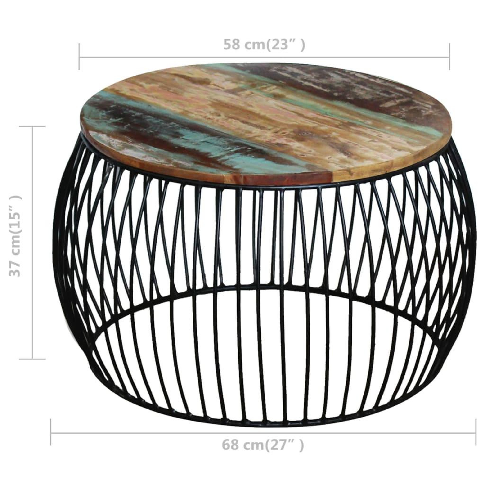 Voir la diapositive 5 : VIDAXL Table basse ronde 68x37 cm Bois de recuperation massif