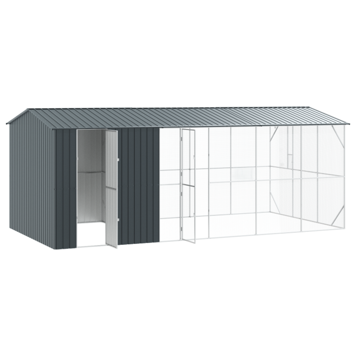VIDAXL Aviary pour oiseaux avec extension anthracite 310x640x247 cm en acier