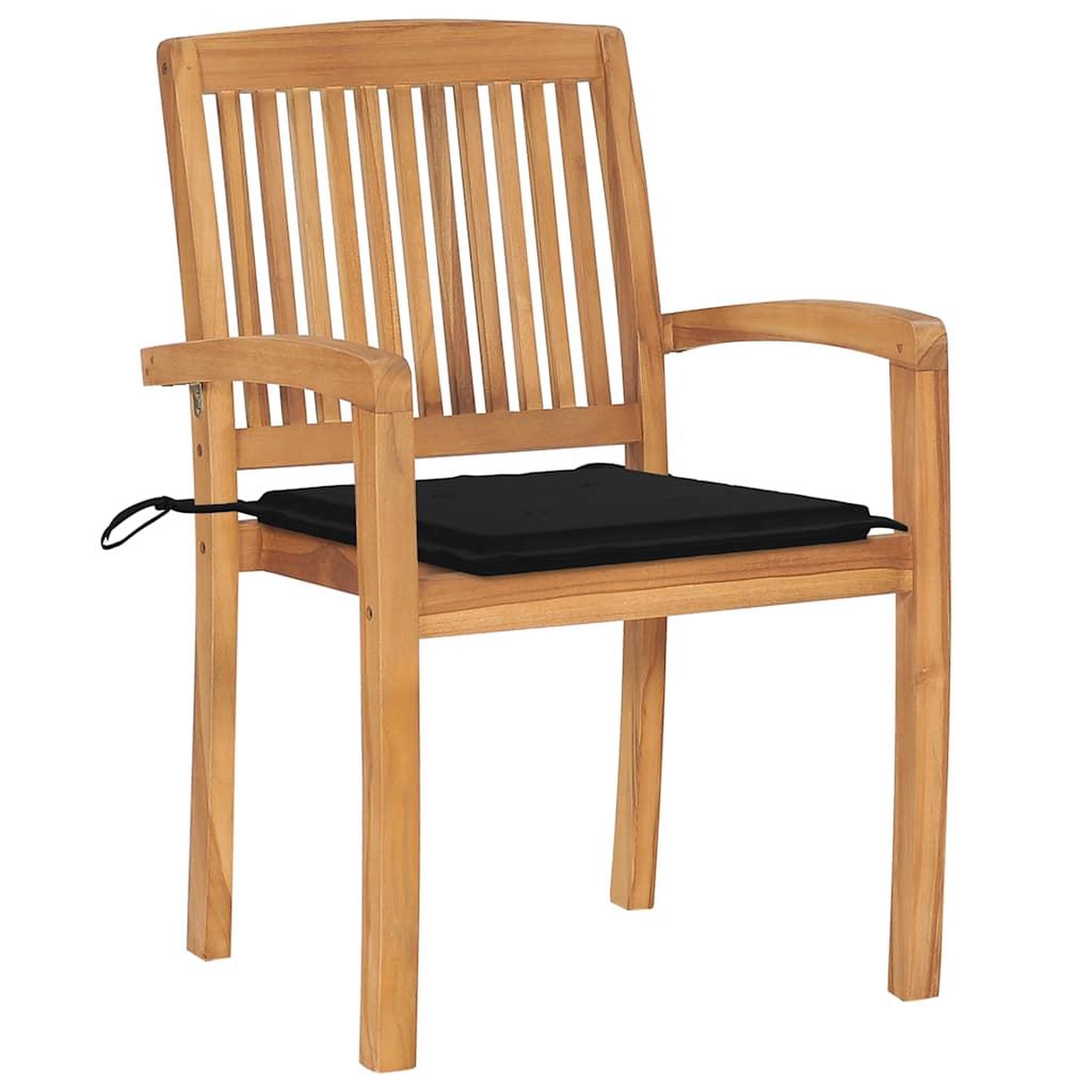 Voir la diapositive 2 : VIDAXL Chaises de jardin lot de 2 et coussins noir Bois de teck massif