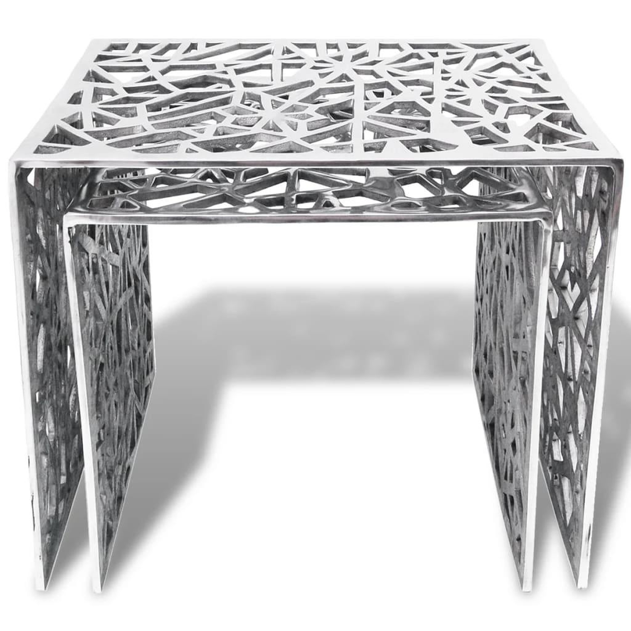 Voir la diapositive 3 : VIDAXL Table auxiliaire carree 2 pieces Aluminium Argente