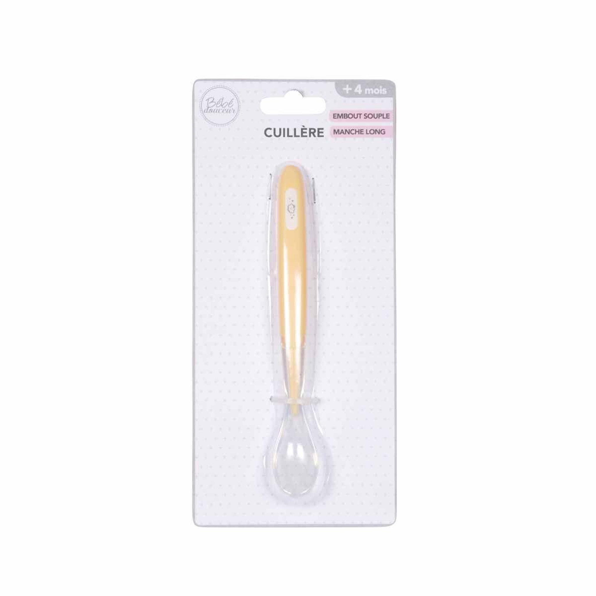 Voir la diapositive 2 : HOMEA Cuillère avec manche long  repas bébé  jaune