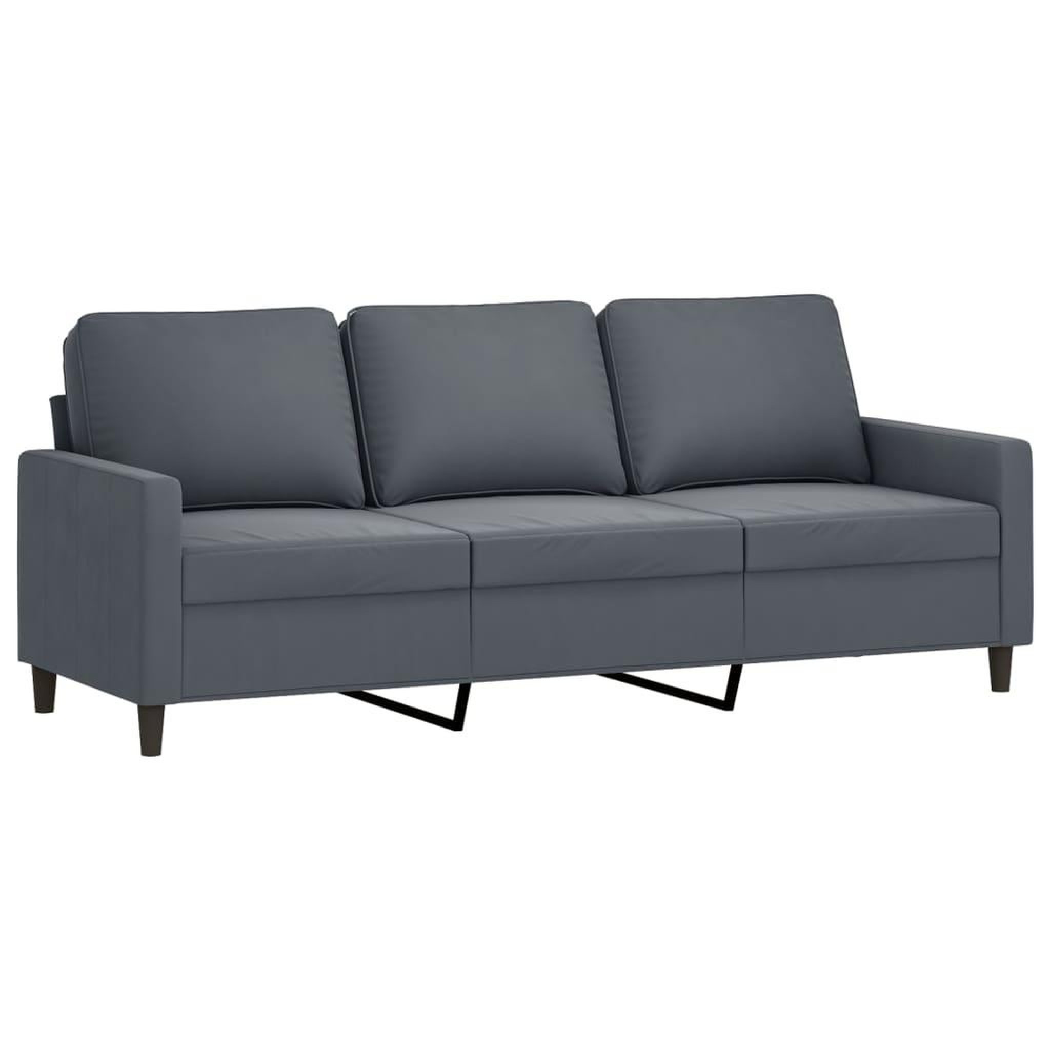Voir la diapositive 4 : VIDAXL Canape a 3 places avec repose-pieds Gris fonce 180 cm Velours