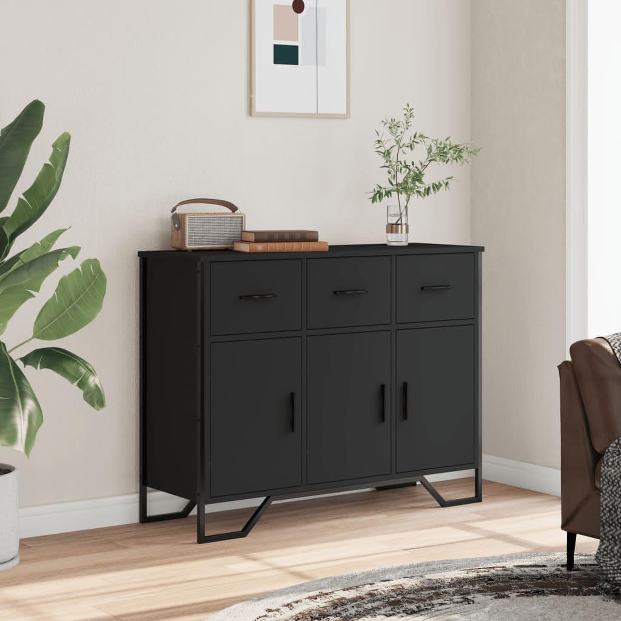 Voir la diapositive 3 : VIDAXL Buffet noir 97x32,5x74,5 cm bois d'ingenierie