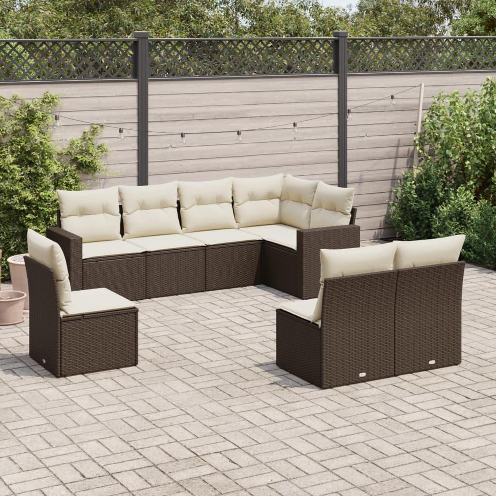 VIDAXL Salon de jardin 8 pcs avec coussins marron resine tressee