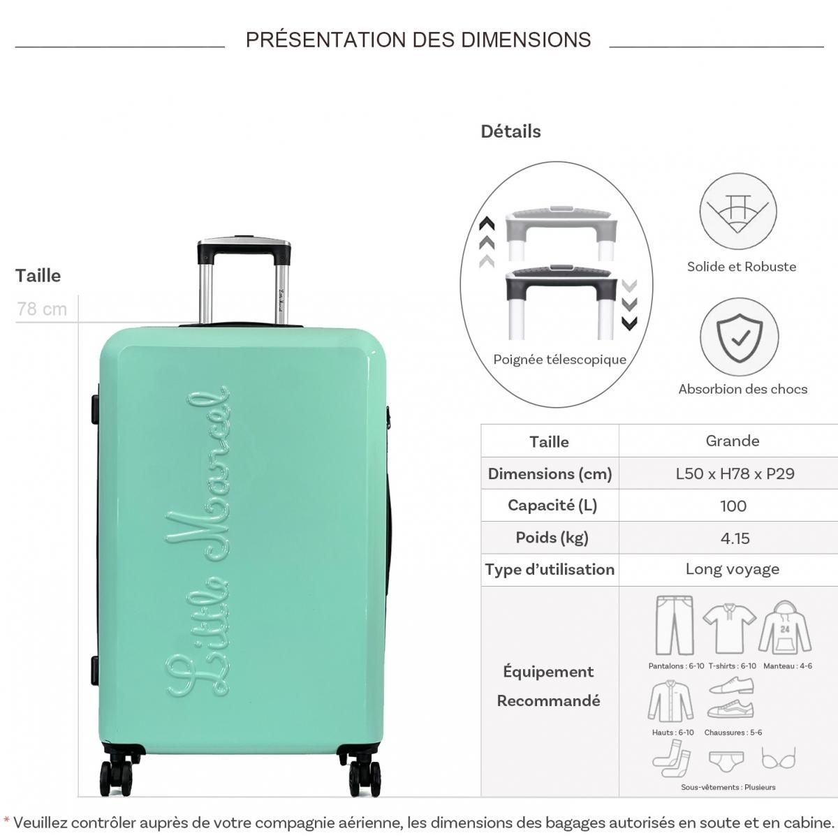 Little Marcel Grande valise rigide TSA polycarbonate 78 cm