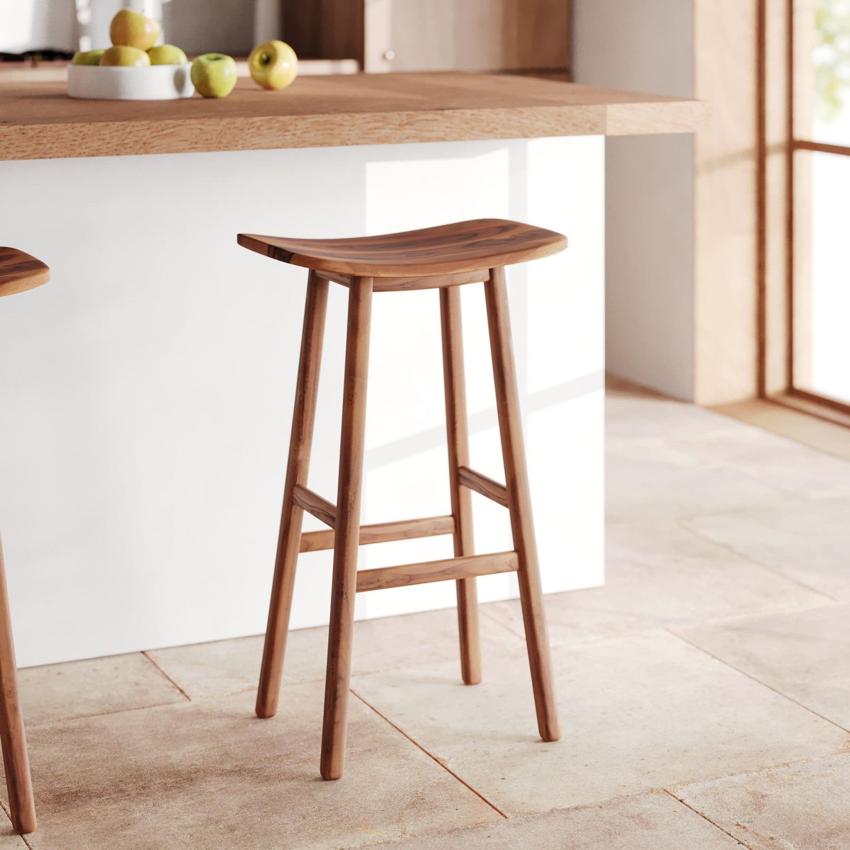 Rendez vous déco Tabouret de bar en bois de teck 77 cm-Vittoria