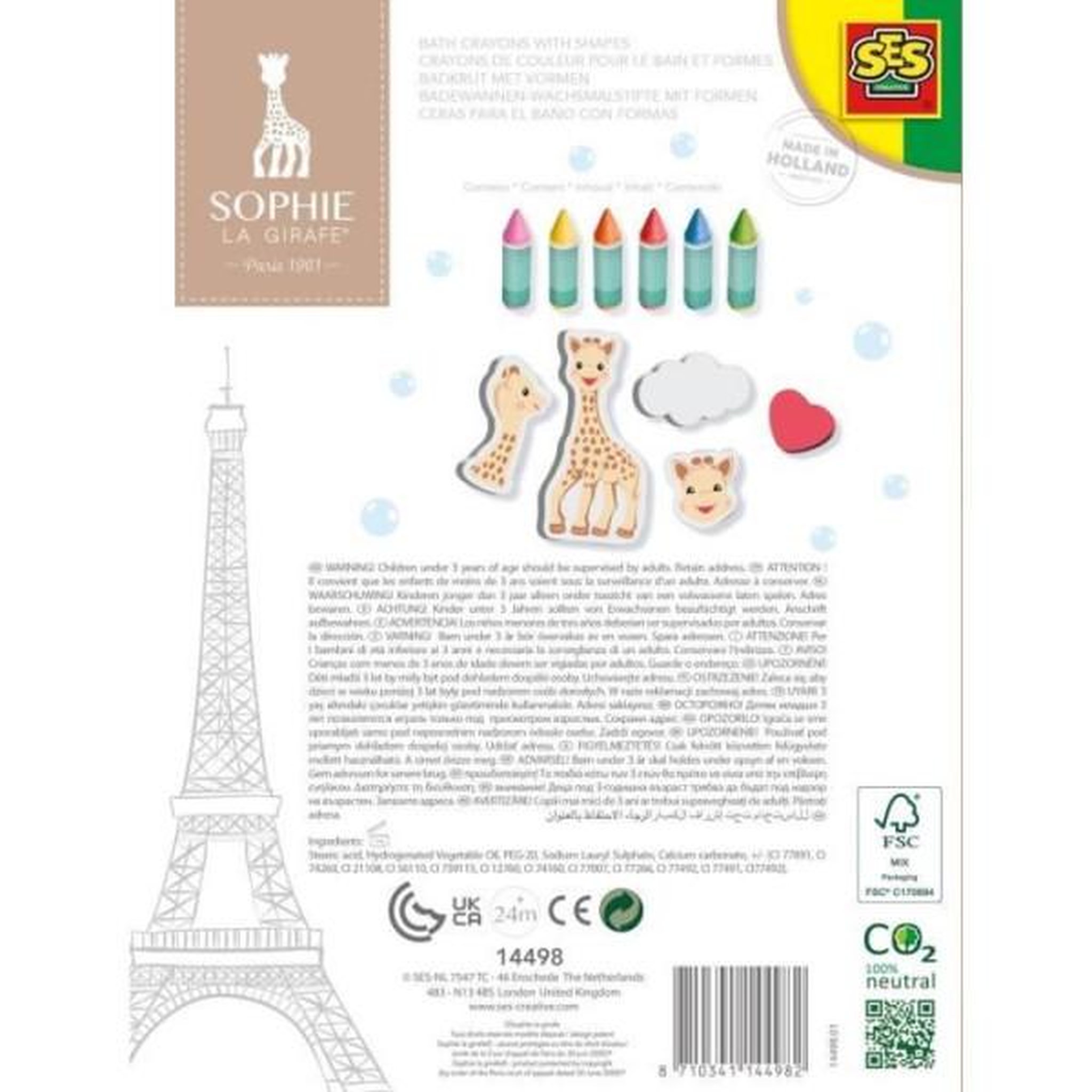 Voir la diapositive 4 : SES Creative Sophie la girafe - Crayons de couleur pour le bain et formes