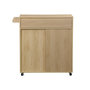 Voir la diapositive 2 : SWEEEK Desserte de cuisine LINEAR décor bois 1 poignée 1 tiroir 2 portes 4 roues. Naturel