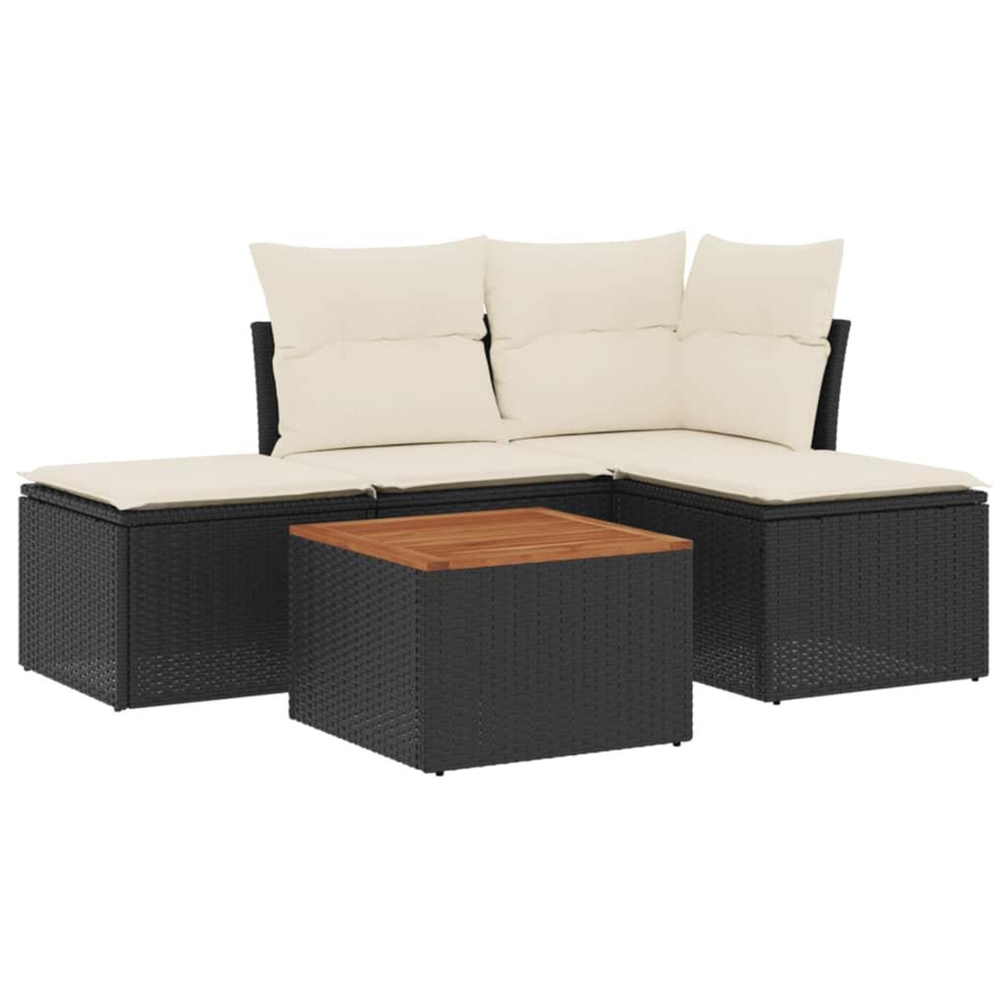 Voir la diapositive 2 : VIDAXL Salon de jardin 5 pcs avec coussins noir resine tressee